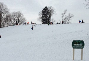 The Hummel Park hill in Plainfield can handle a lot of sledders at once.