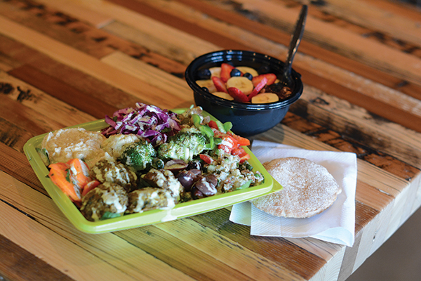 Aubergine plate and an acai bowl