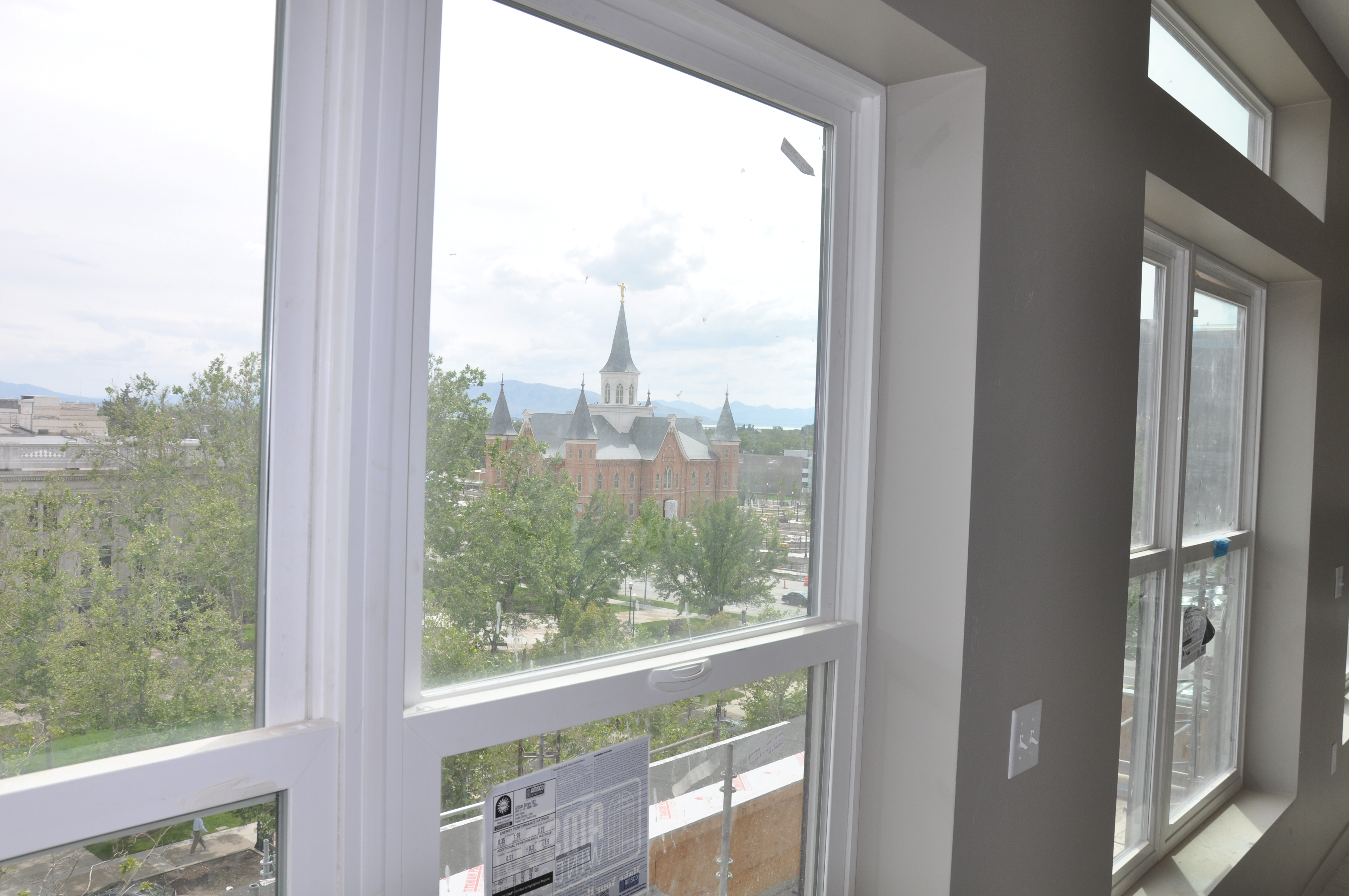 Downtown view from living room at 63 Apartments