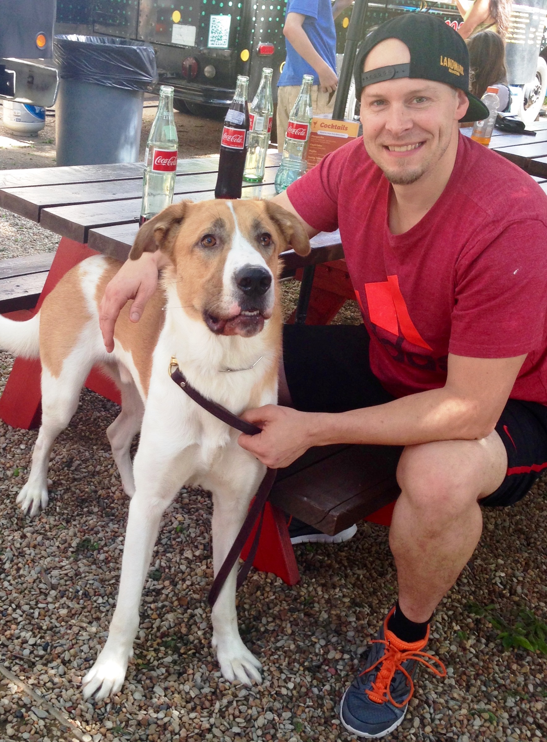 Fort Worth Food Park Zeke and his human enjoy Fort Worth Food Park