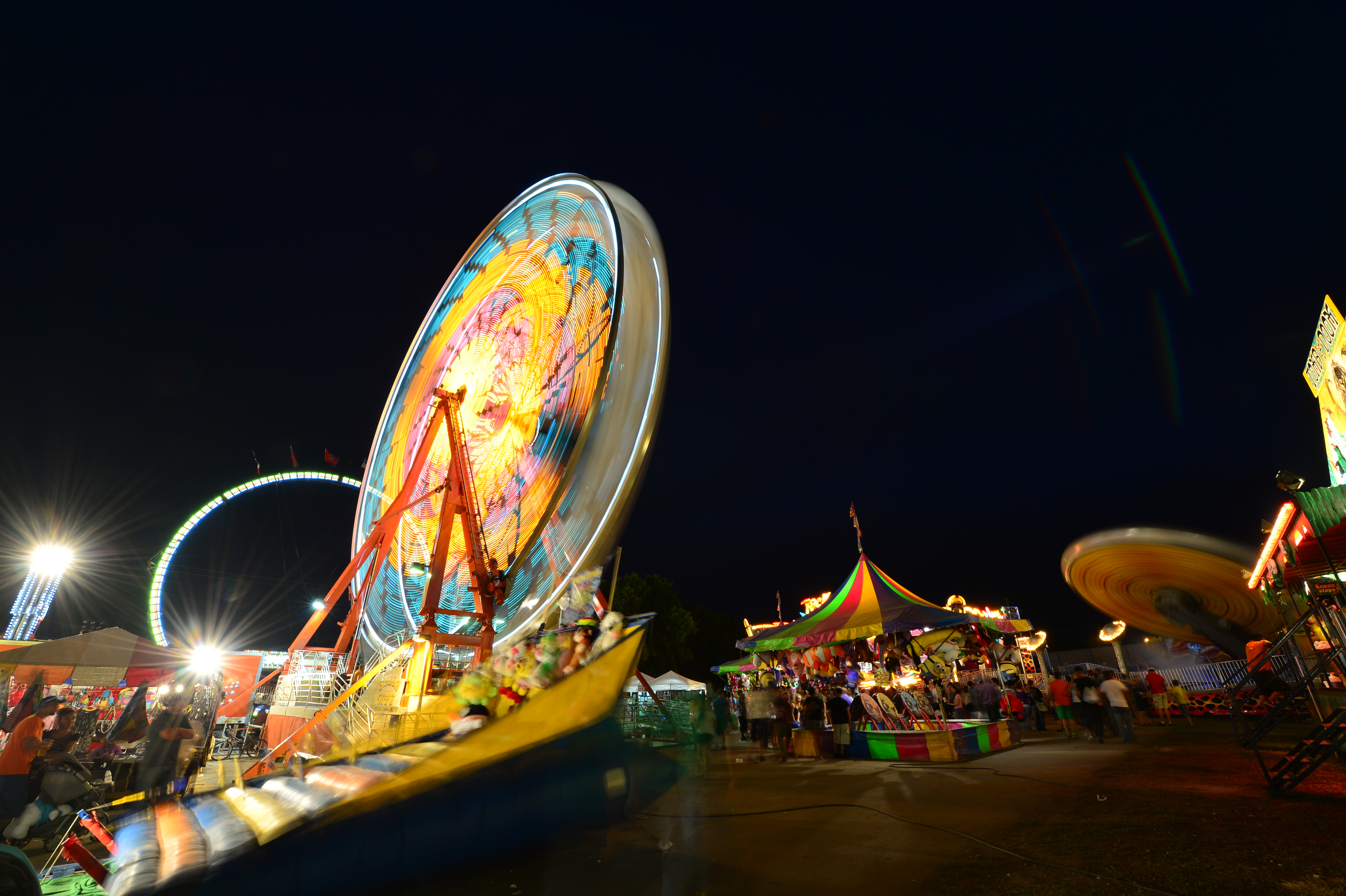 Iowa State Fair rides at night