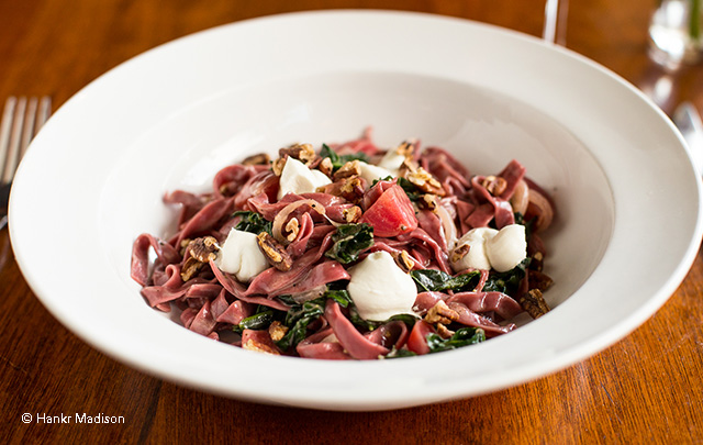 Beet Fettuccine with Smoked Goat Cheese