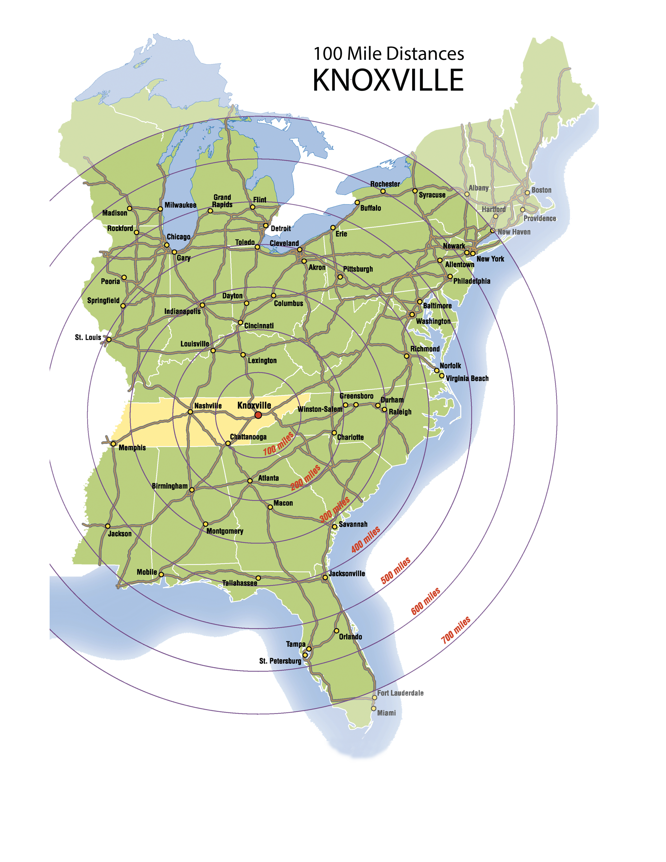 Distances from Knoxville