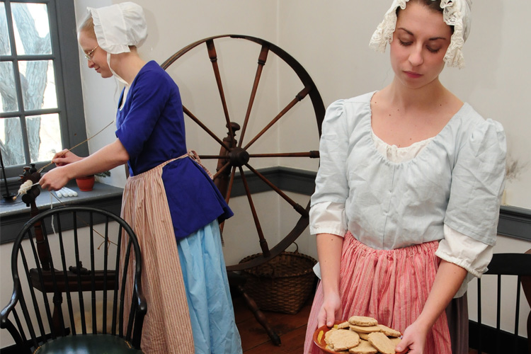 Distaff Day at Pottsgrove Manor features traditional spinning demonstrations.