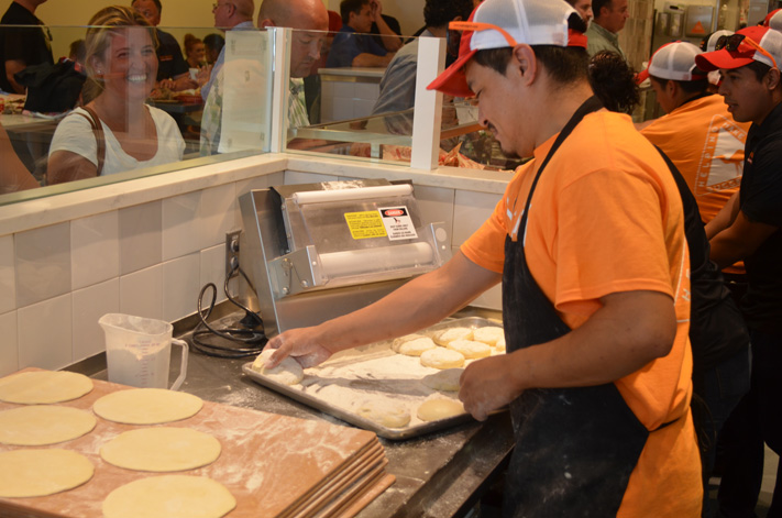The pitas-to-be are all made fresh in-store. The pitas-to-be are all made fresh in-store.