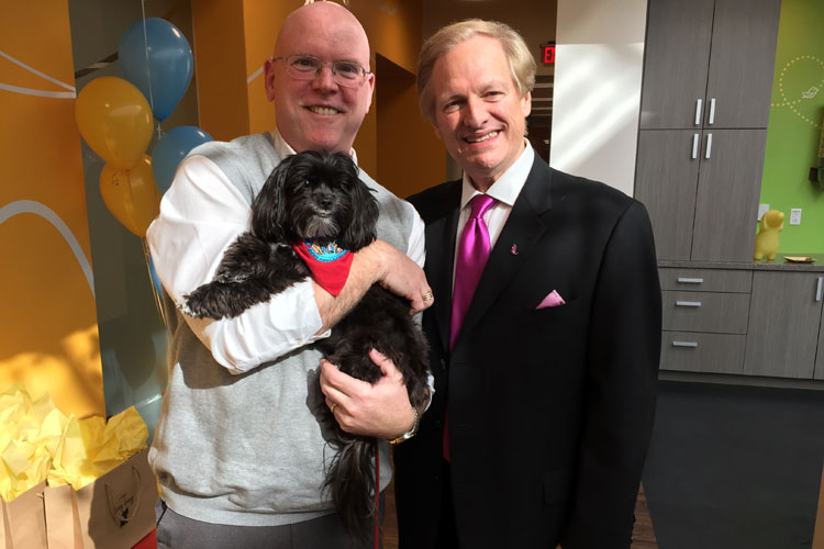 Not sure if our canine-loving blogger was more excited to meet David Frei or this adorable Shih Tzu - Yorkie mix