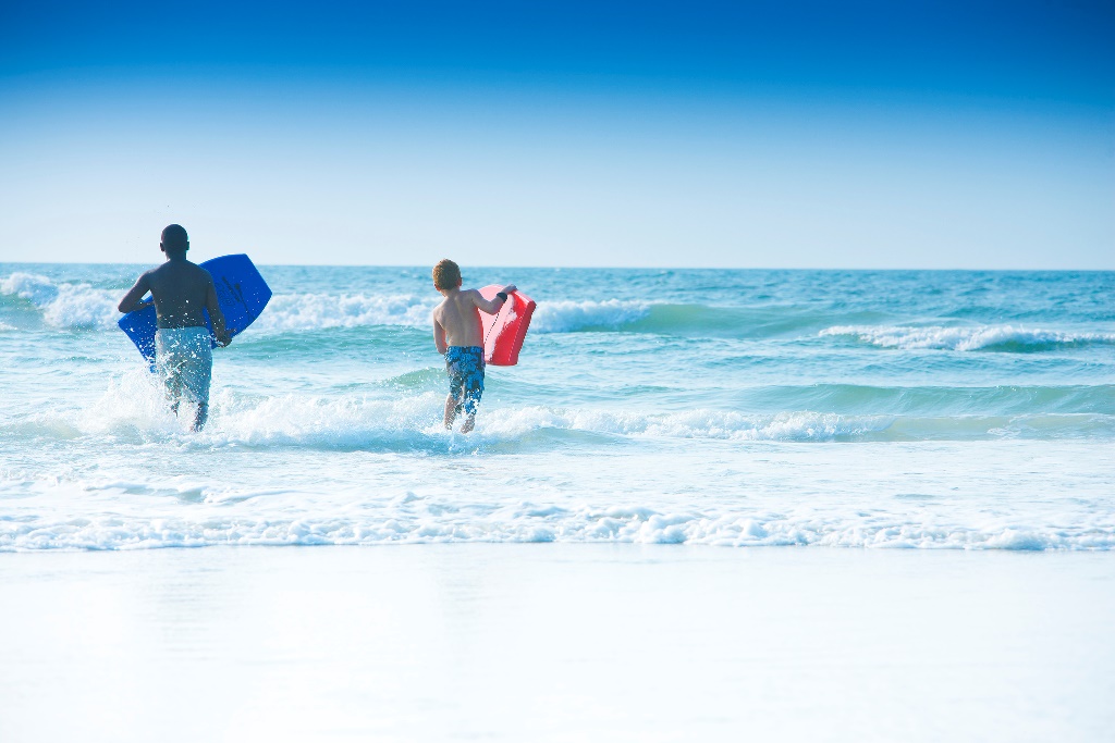 Fun with boogie boards at Wrightsville Beach