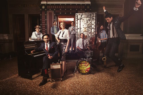 © LeAnn Mueller/Decca Records. The Hot Sardines, Left to right: Jason Prover, Evan “Bibs” Palazzo, Joe McDonough, Miz Elizabeth, Nick Myers, Alex Raderman, Evan “Sugar” Crane, “Fast Eddy” Francisco, will perform at the New Year’s Eve Extravaganza at the Palladium. Hot Sardines