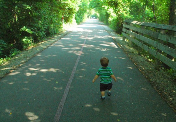 Baby Chris on the Monon- he's always loved exploring outdoors! Chris on monon