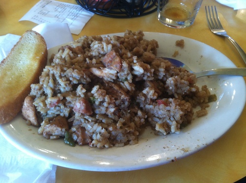 Gator Jambalaya at Mudbugs Cajun Cafe Gator- Mudbugs