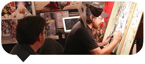See artists up close as they create comics. Comic Book Blurb