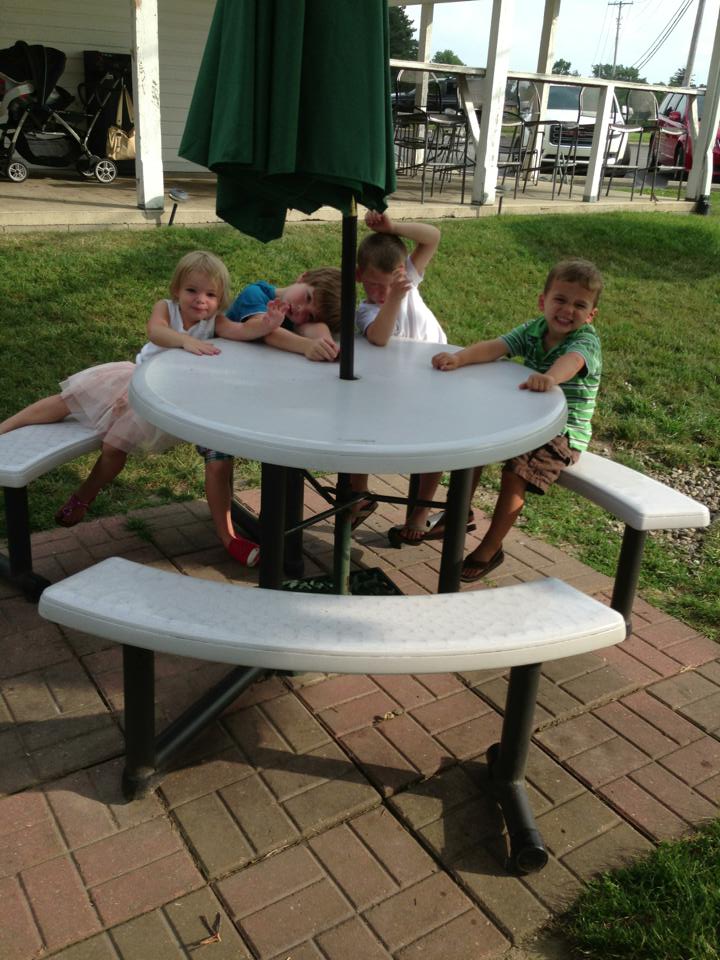 Enjoying some ice cream at Alexander's Sarah's kids at Alexander's on the Water