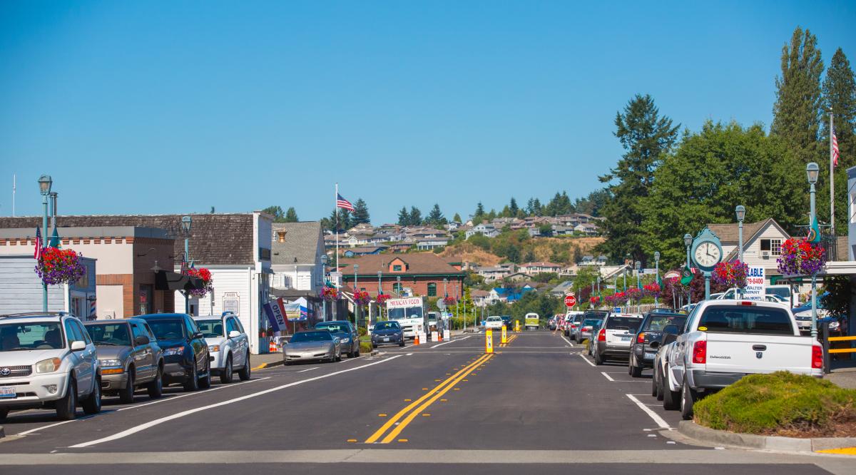 Steilacoom street view in Steilacoom, Washington