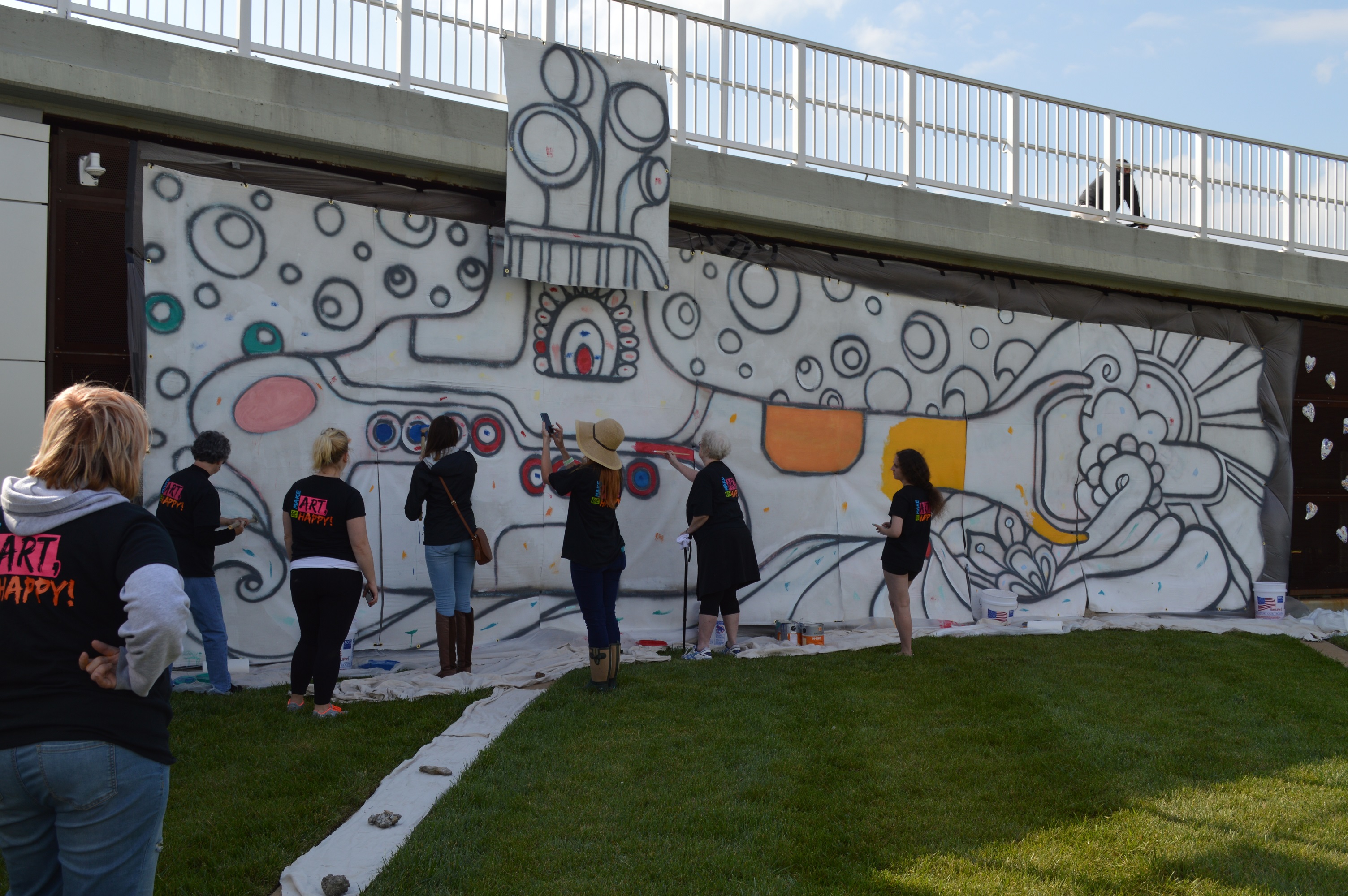 Painting the yellow submarine at Abbey Road on the River