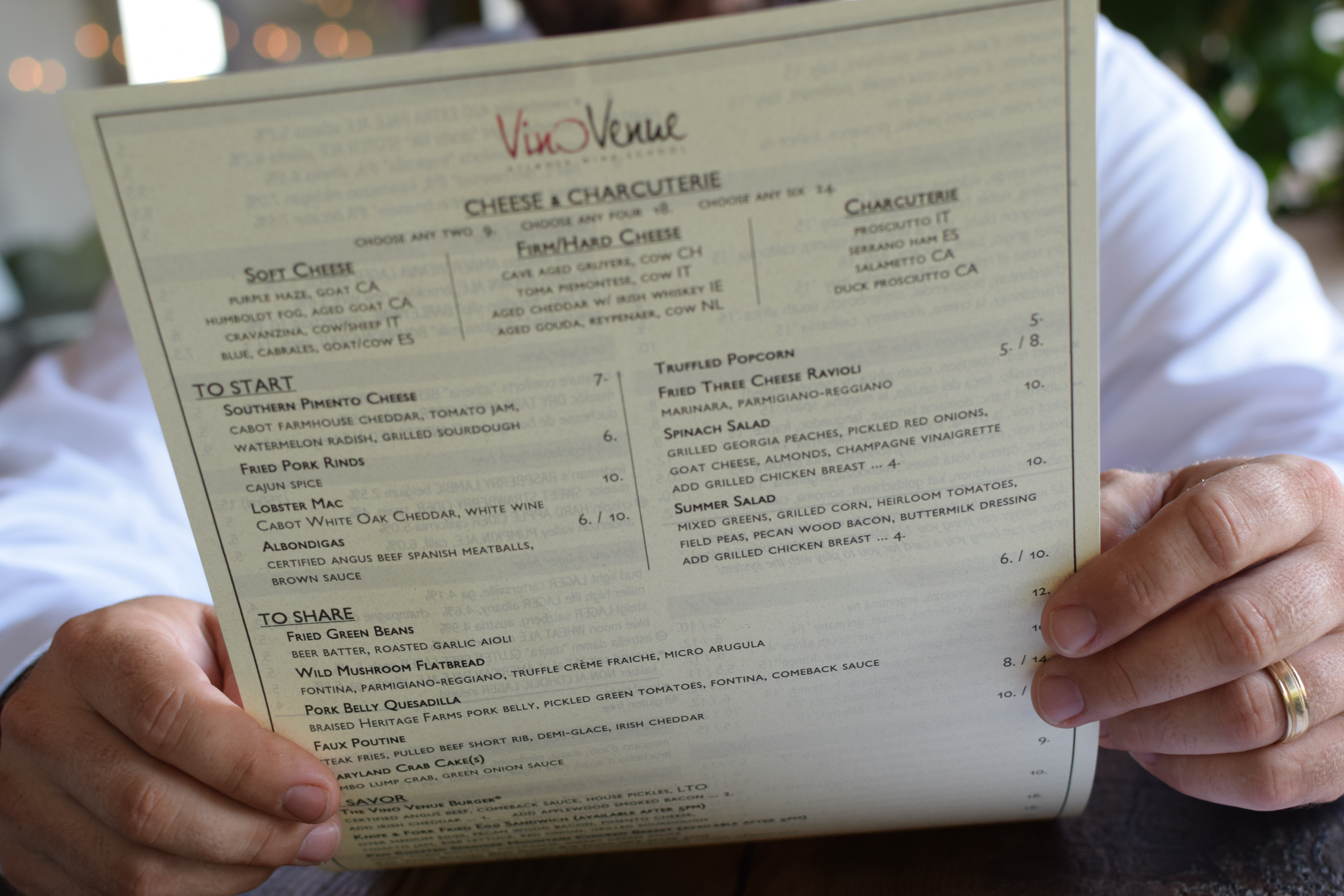 Vino Venue New Menu