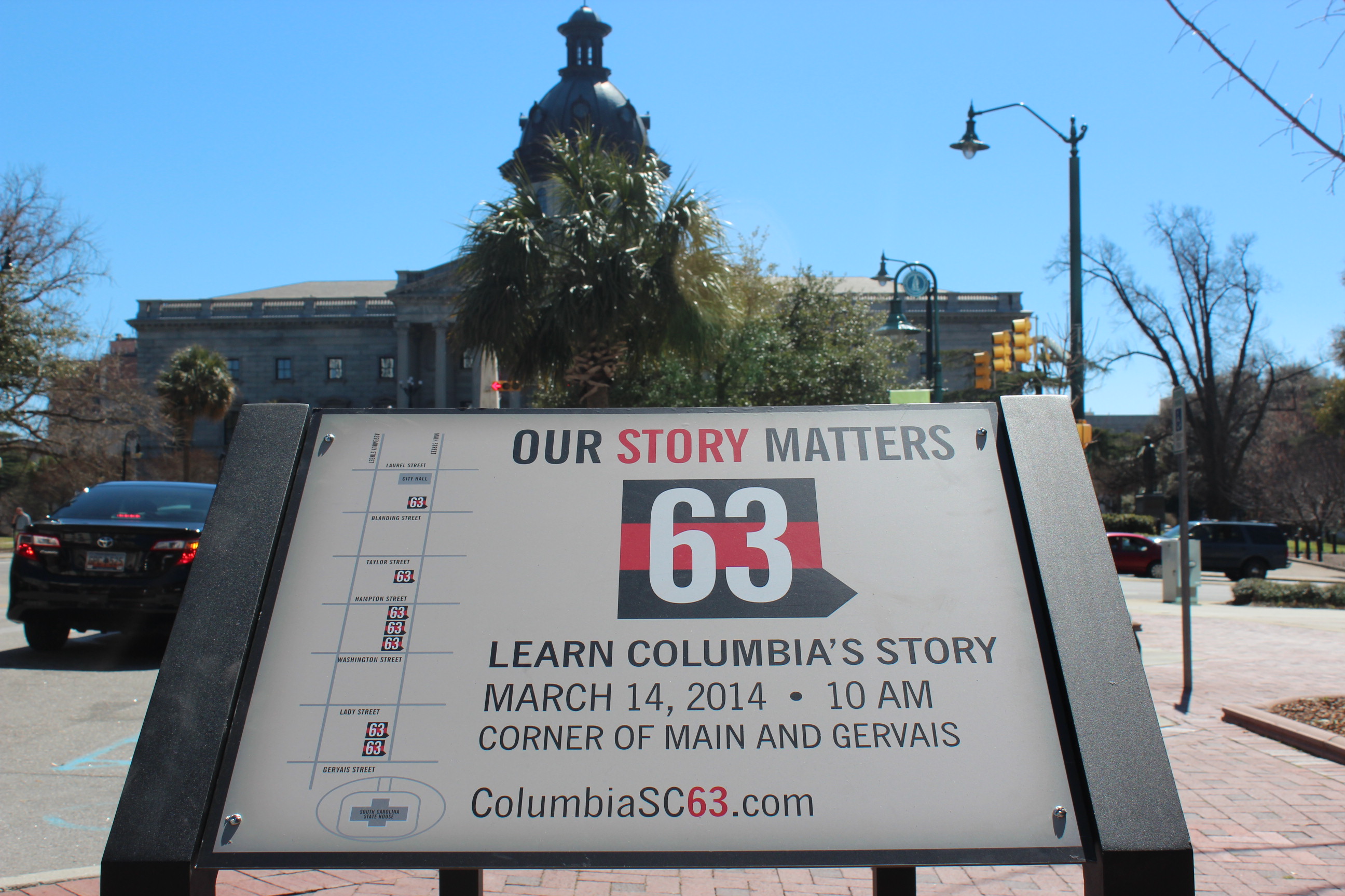 Columbia SC 63 Columbia SC 63 Wayside Signs mark important points along Main Street in Columbia, SC's Civil Rights history