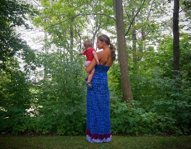 mom and baby in nature