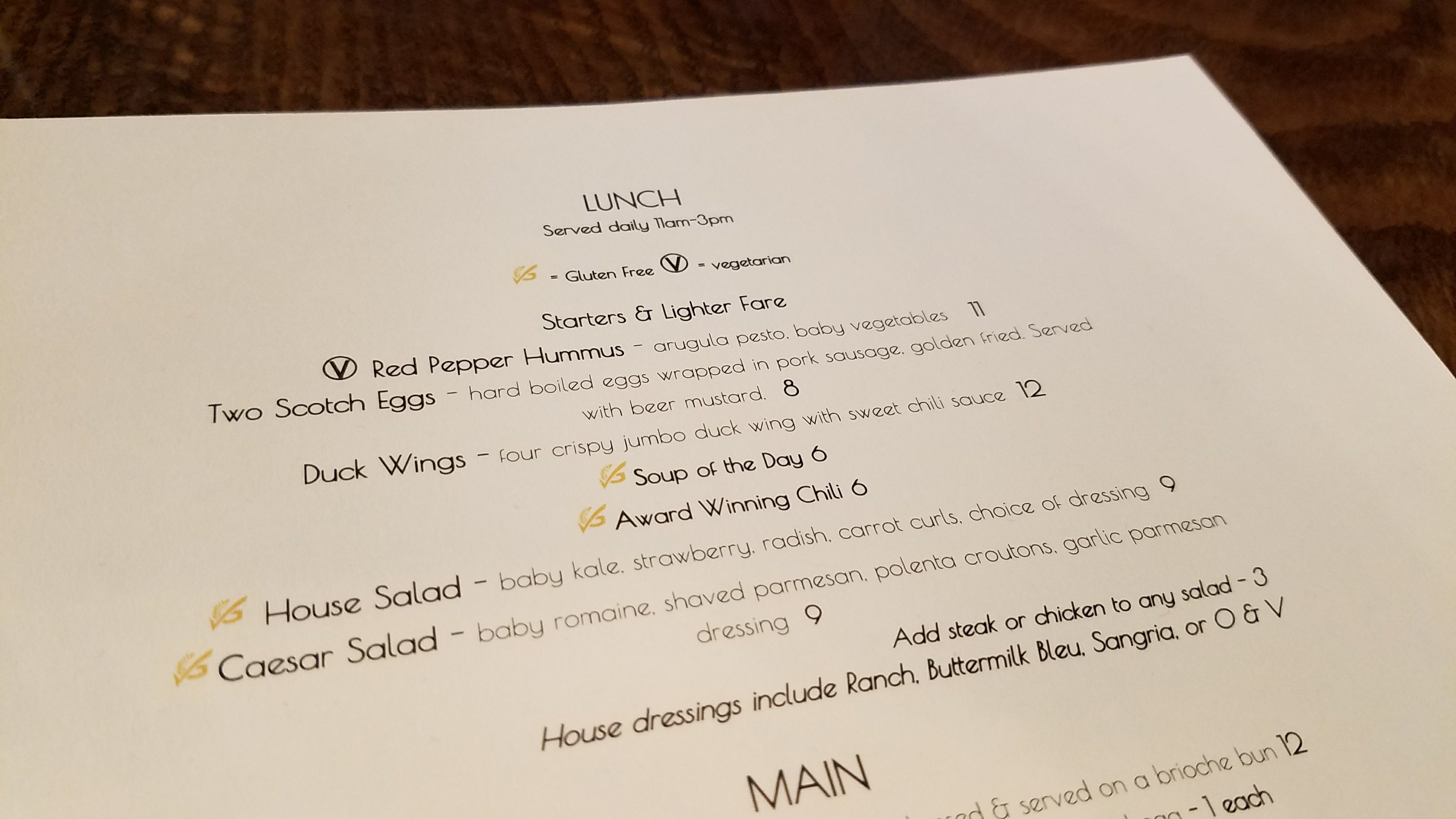 Lunch Menu at 21 North