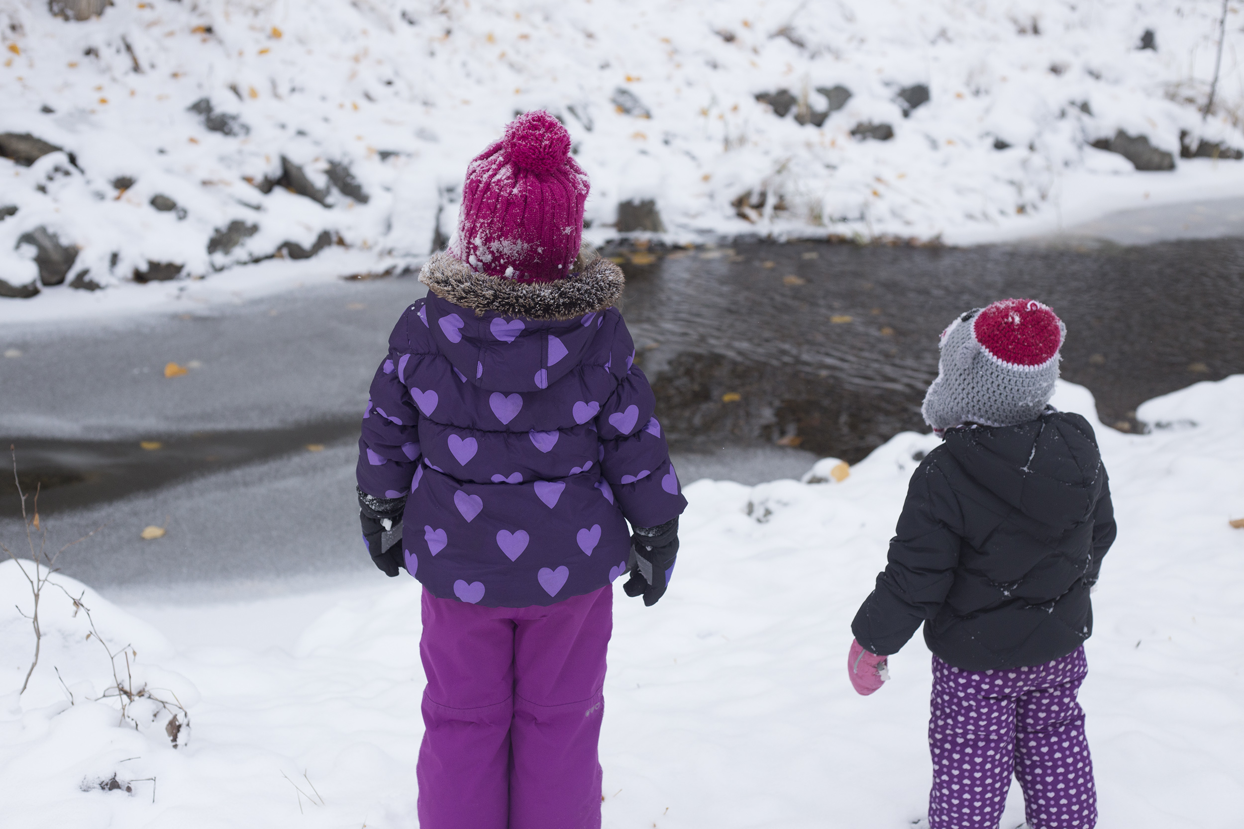 Snowy Mission Creek with the Girls