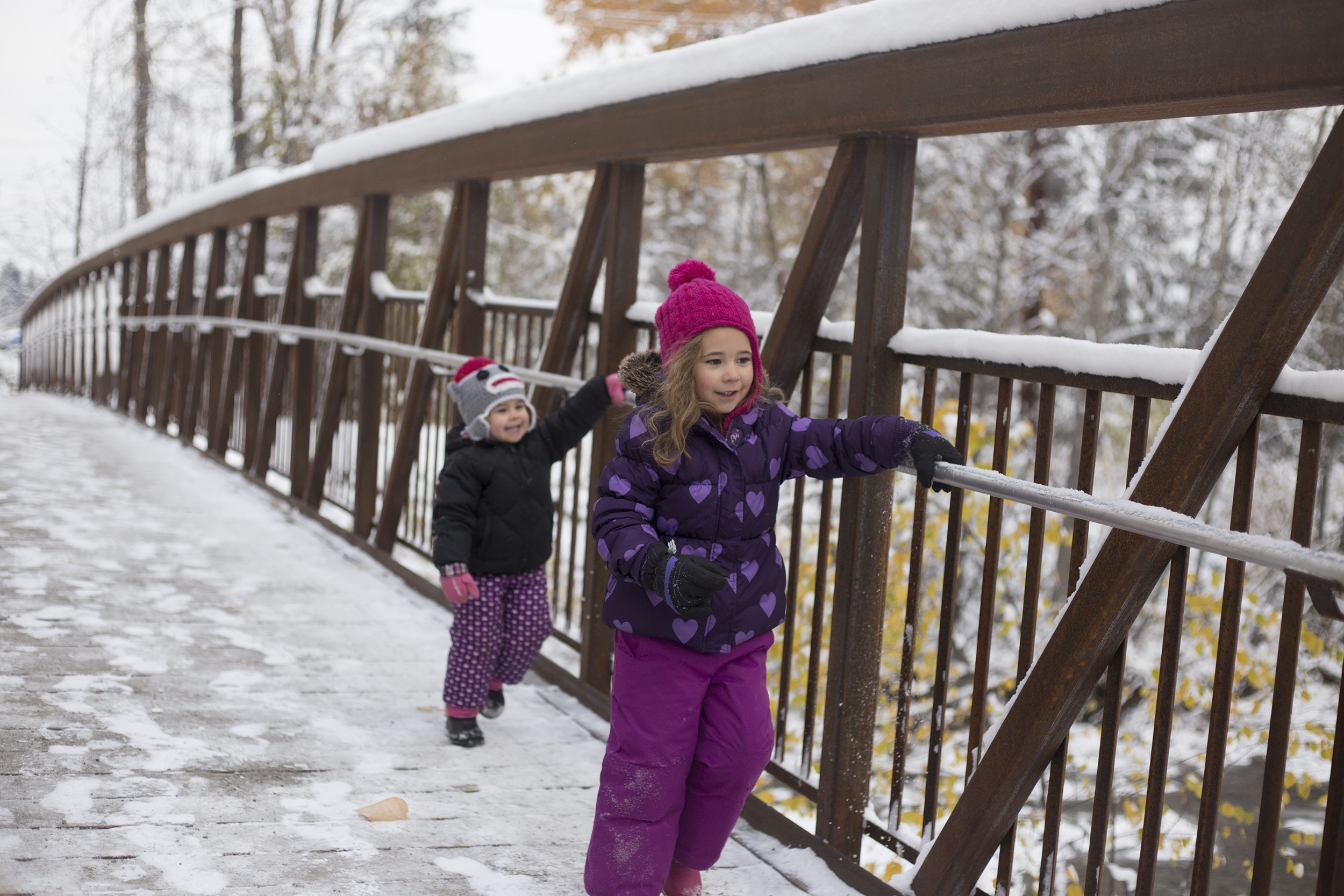 Snowy Mission Creek with the Girls