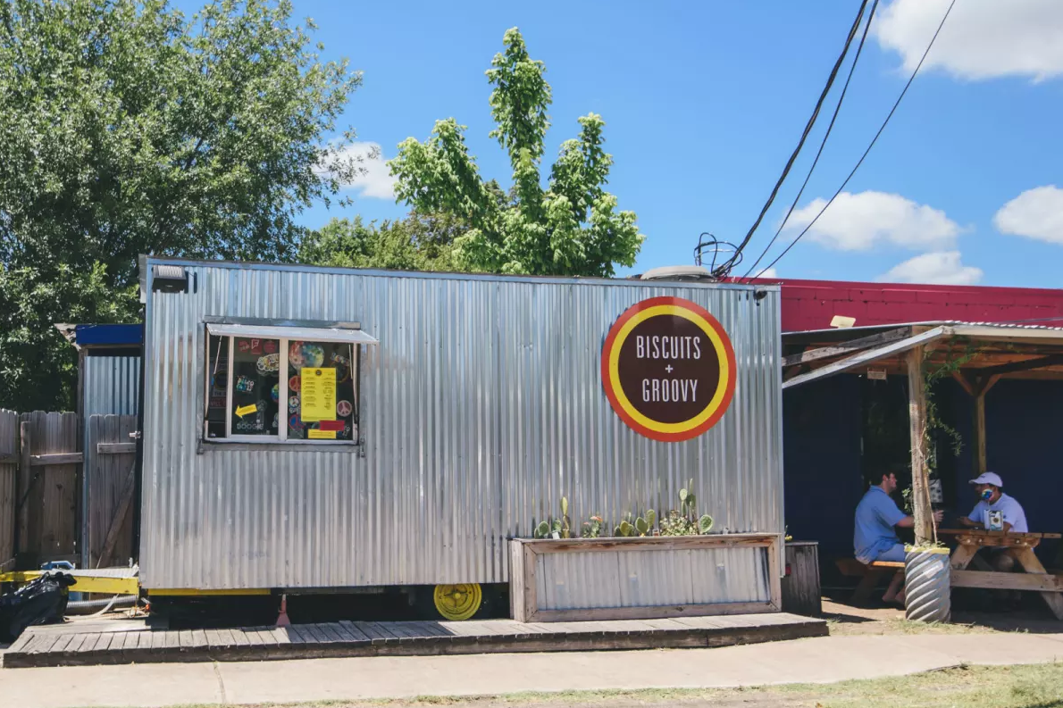 Biscuits and Groovy food trailer exterior