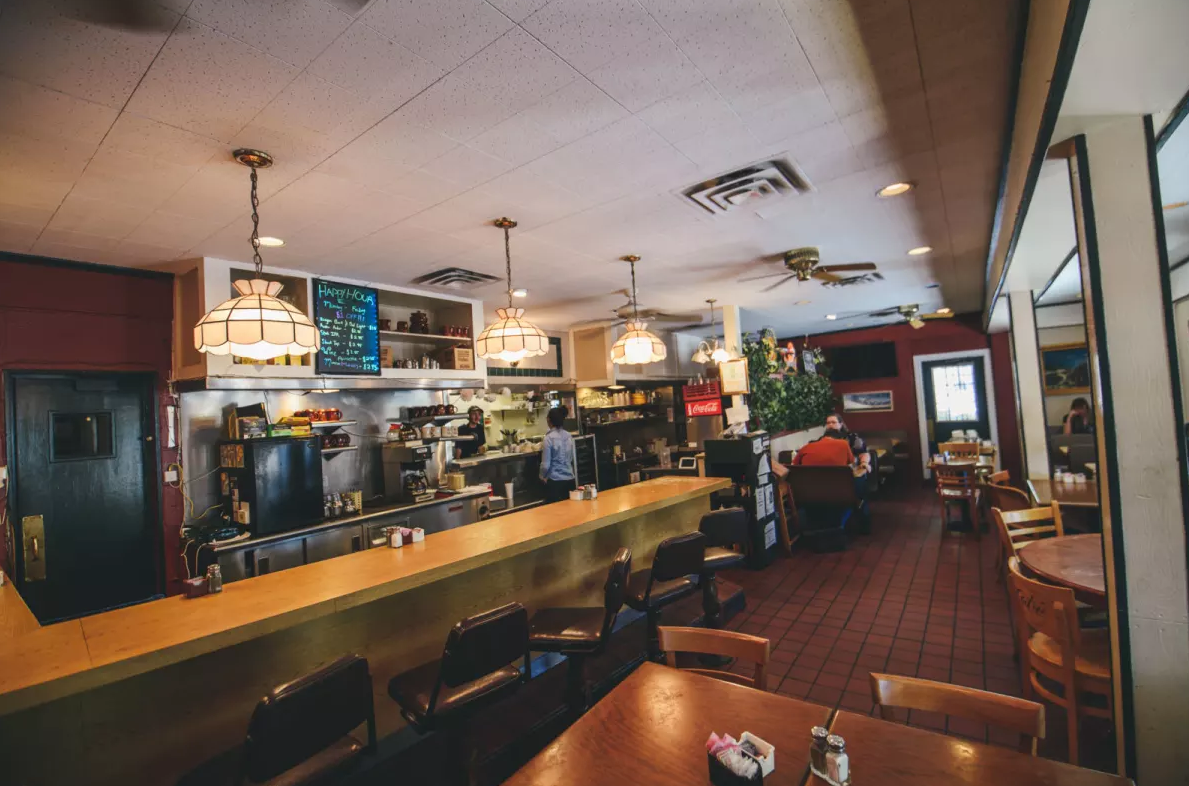 Red River Cafe interior and diner counter