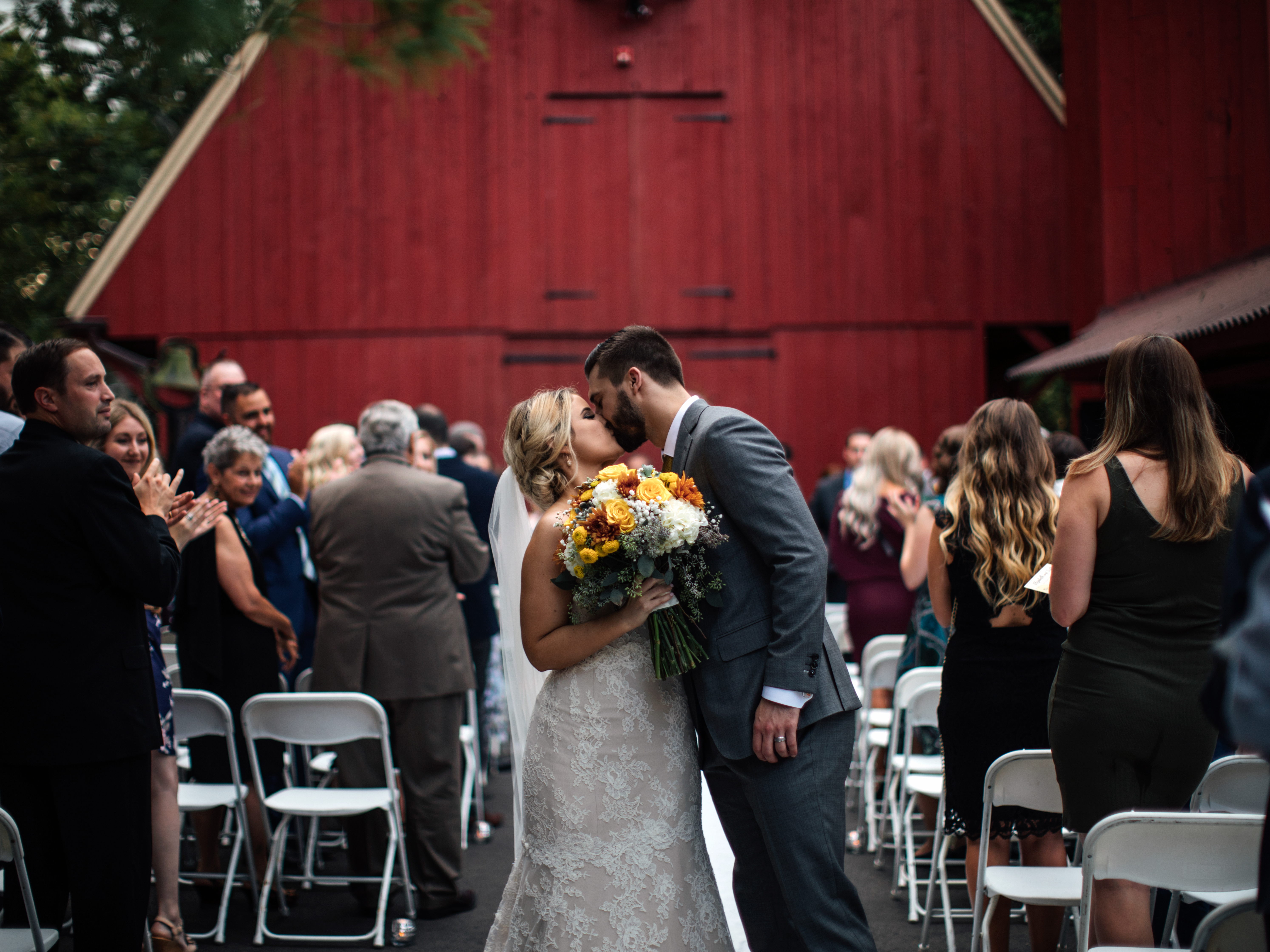 The red barn is a popular backdrop for wedding ceremonies.