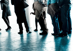 People waiting in line at the airport