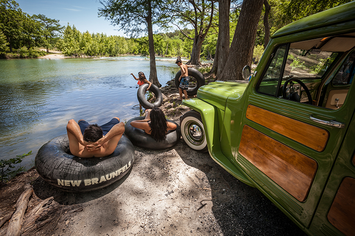 Family at the river