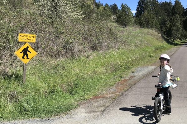 Sasquatch Warning on the Row River Trail by Taj Morgan