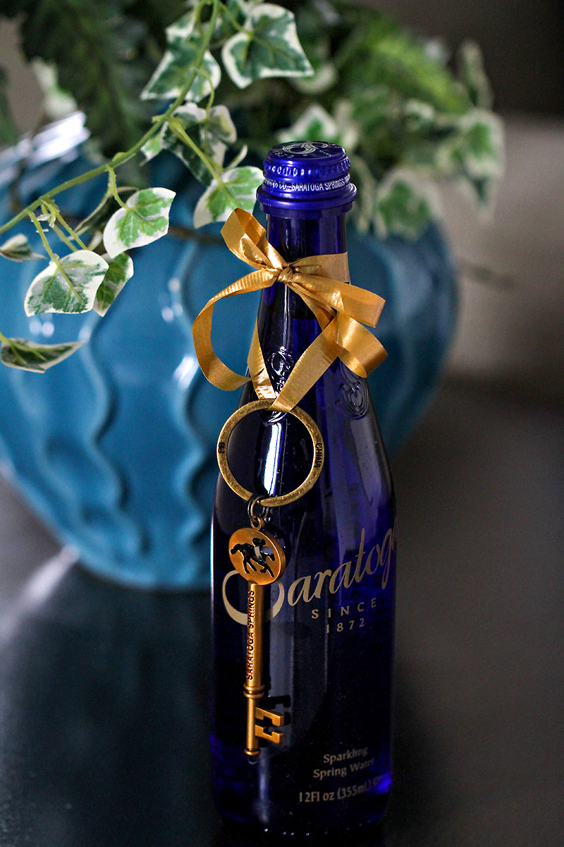 Saratoga Water with key chain and plant