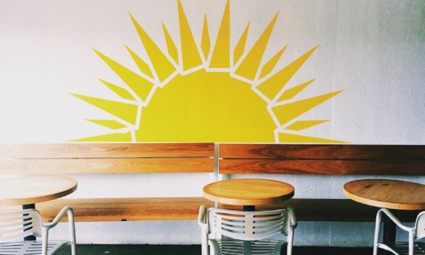 Bar and stools at Boomtown Coffee in Houston