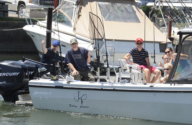 People on a fishing charter boat