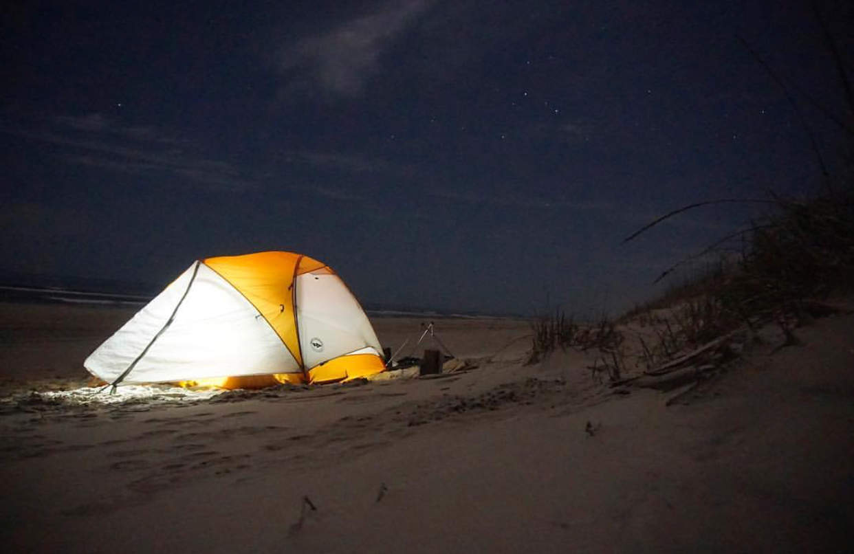 Camping Tent on The Beach at Night at False Cape State Park