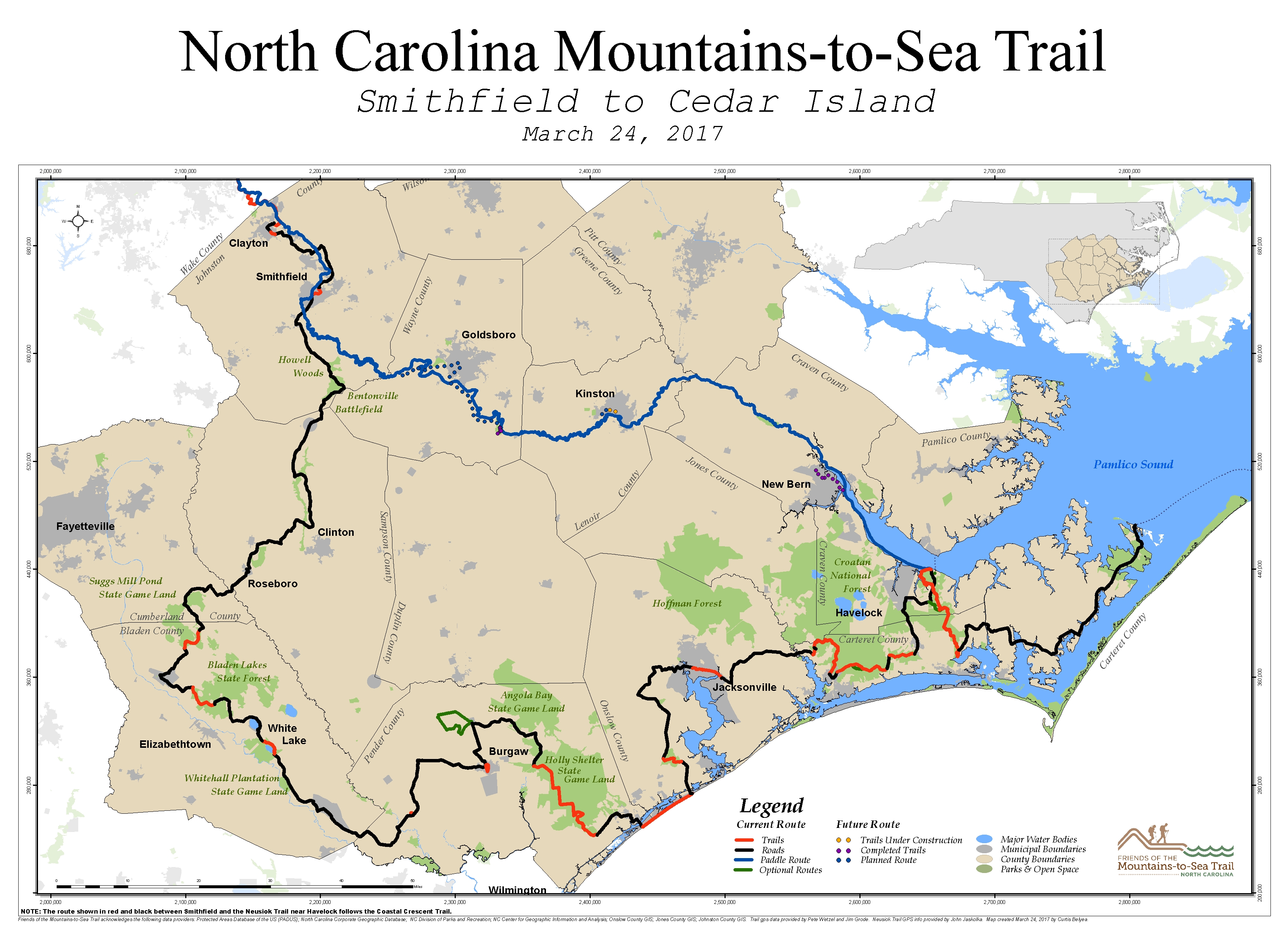 JoCo Mountains to Sea Trail Map