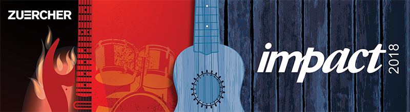 impact 2018 Zuercher logo guitar and drums
