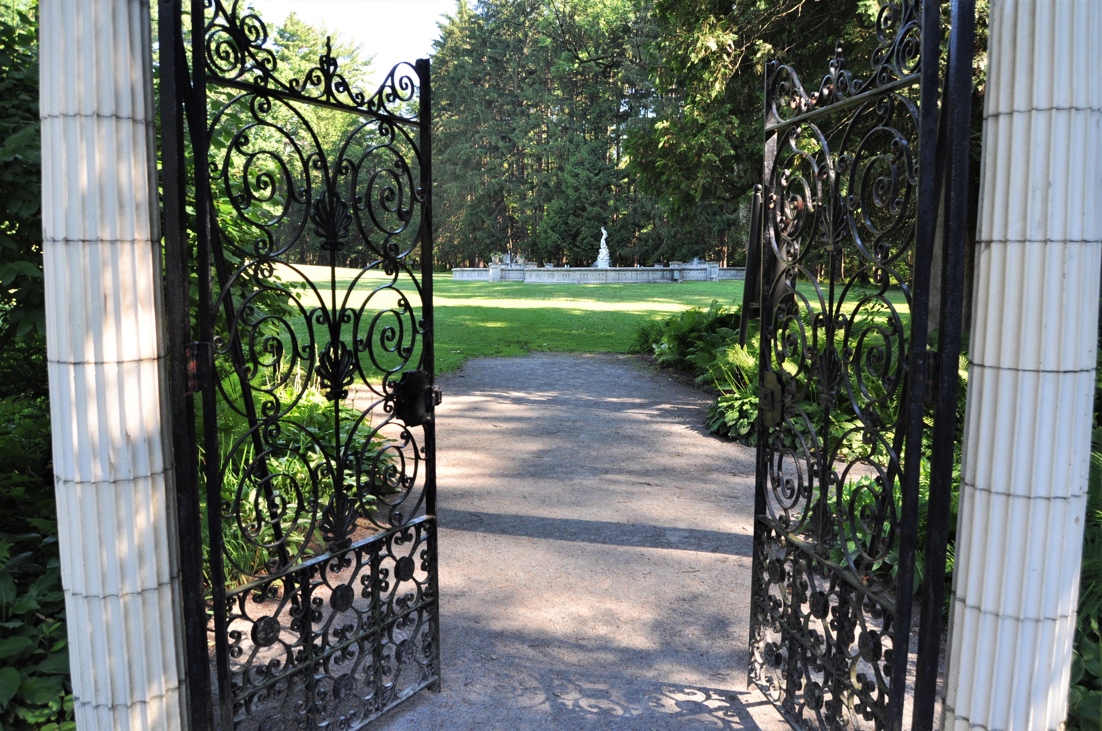 Exiting through gate to leave Yaddo Gardens
