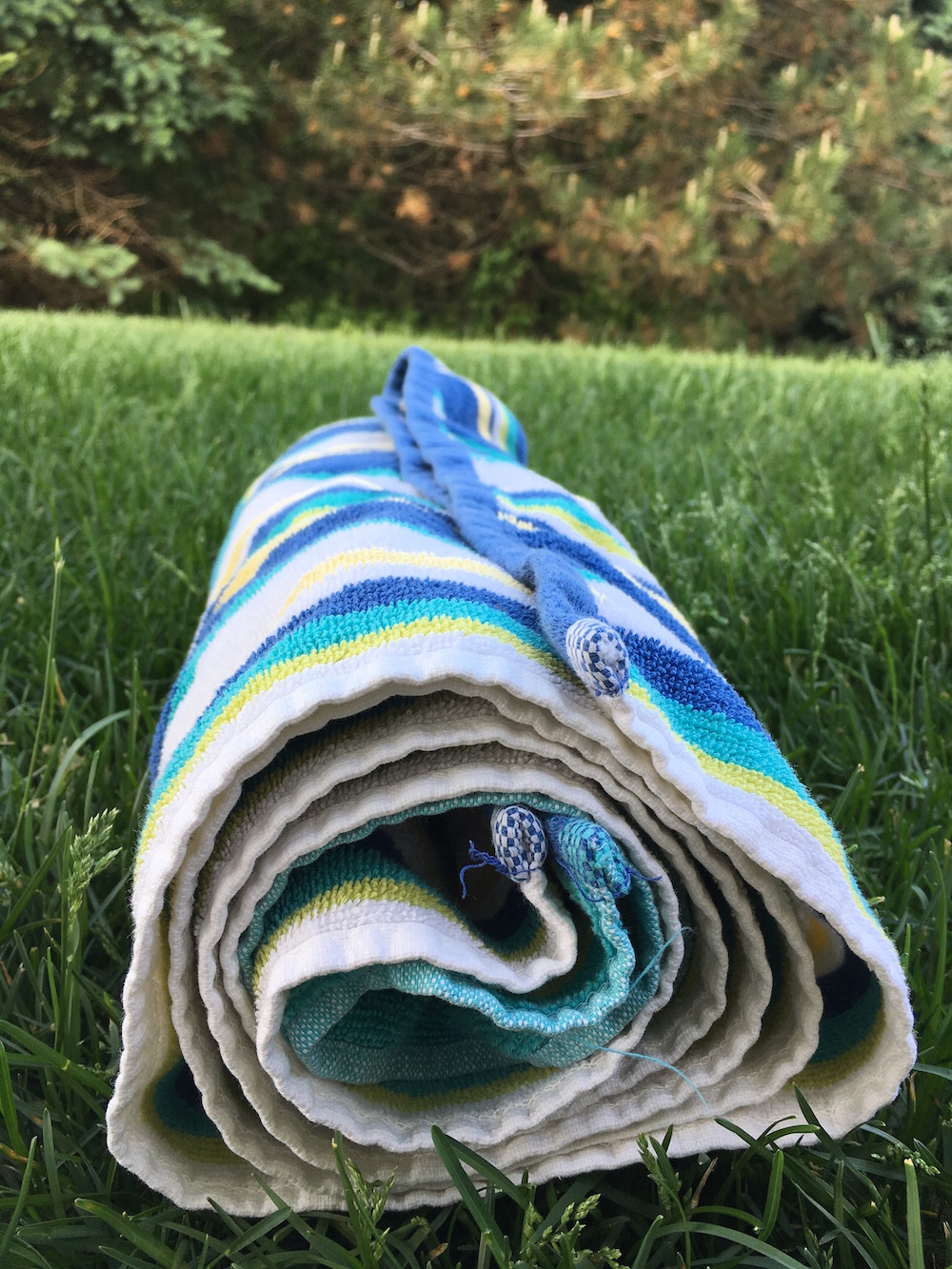 Towel on beach towel for day trip to Big Falls