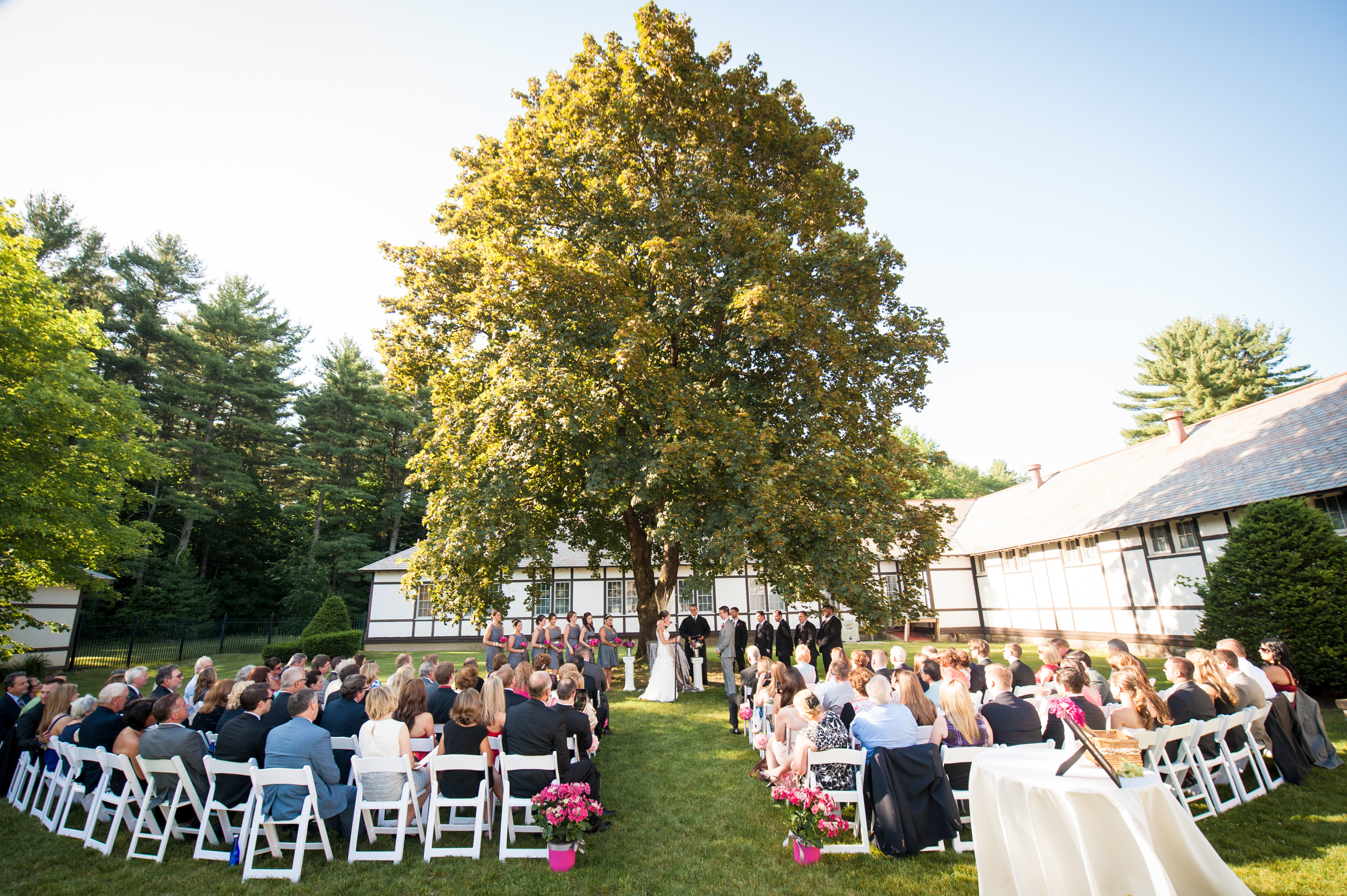 Outdoor wedding setup at the National Museum of Dance and Hall of Fame