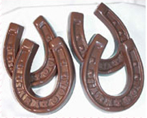 Four chocolate horseshoes from Saratoga Candy Co