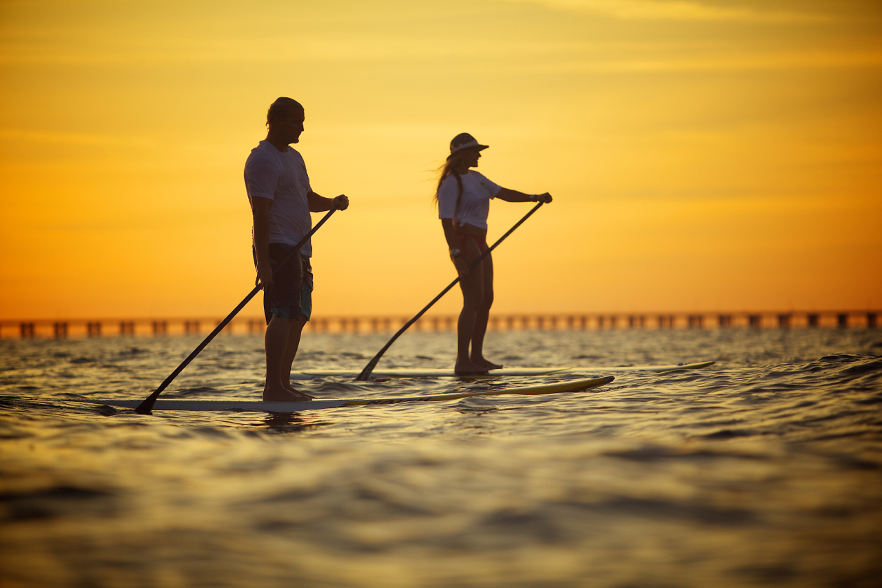 SUP Standup Paddle Board Sunset Chesapeake Bay Bridge Tunnel