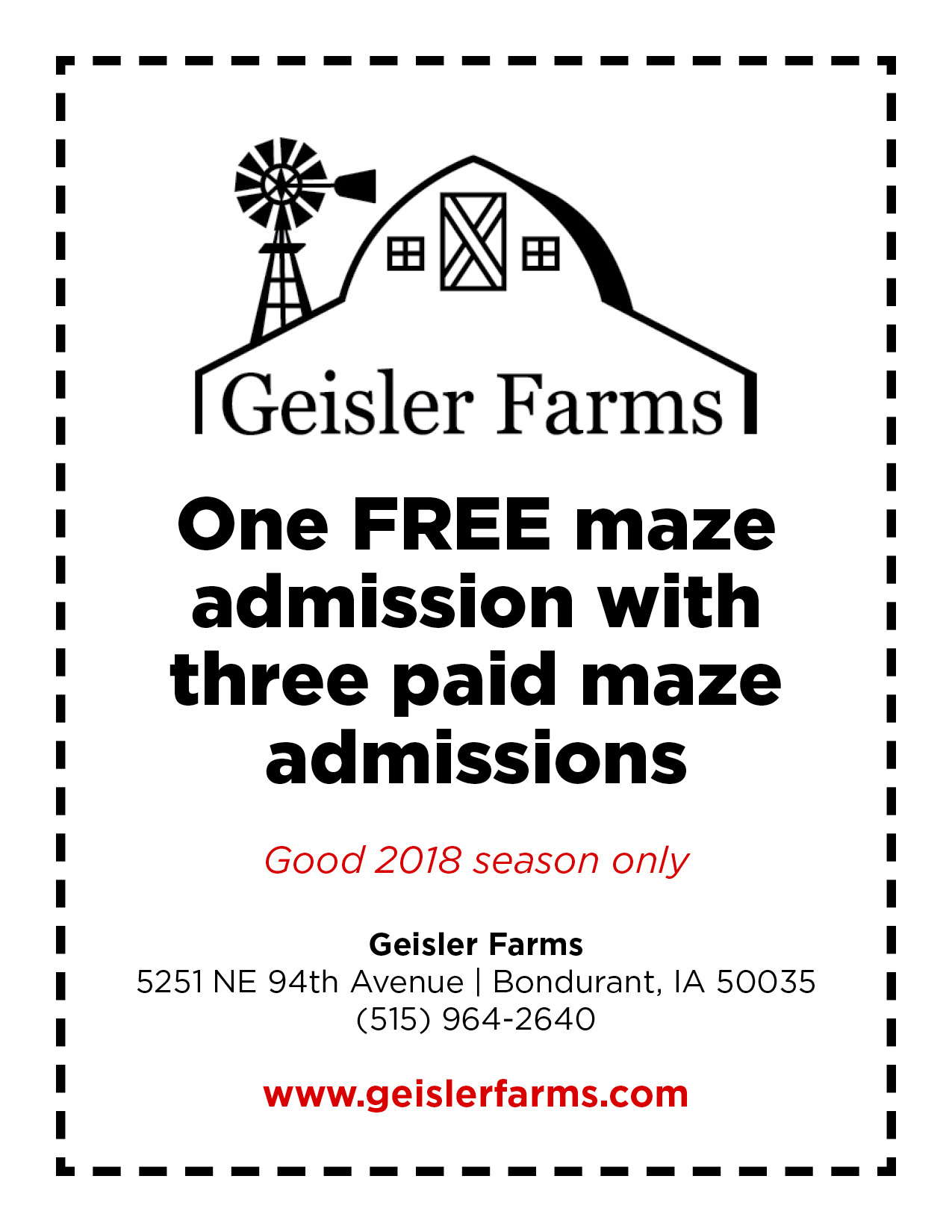 2018 Geisler Farms Coupon
