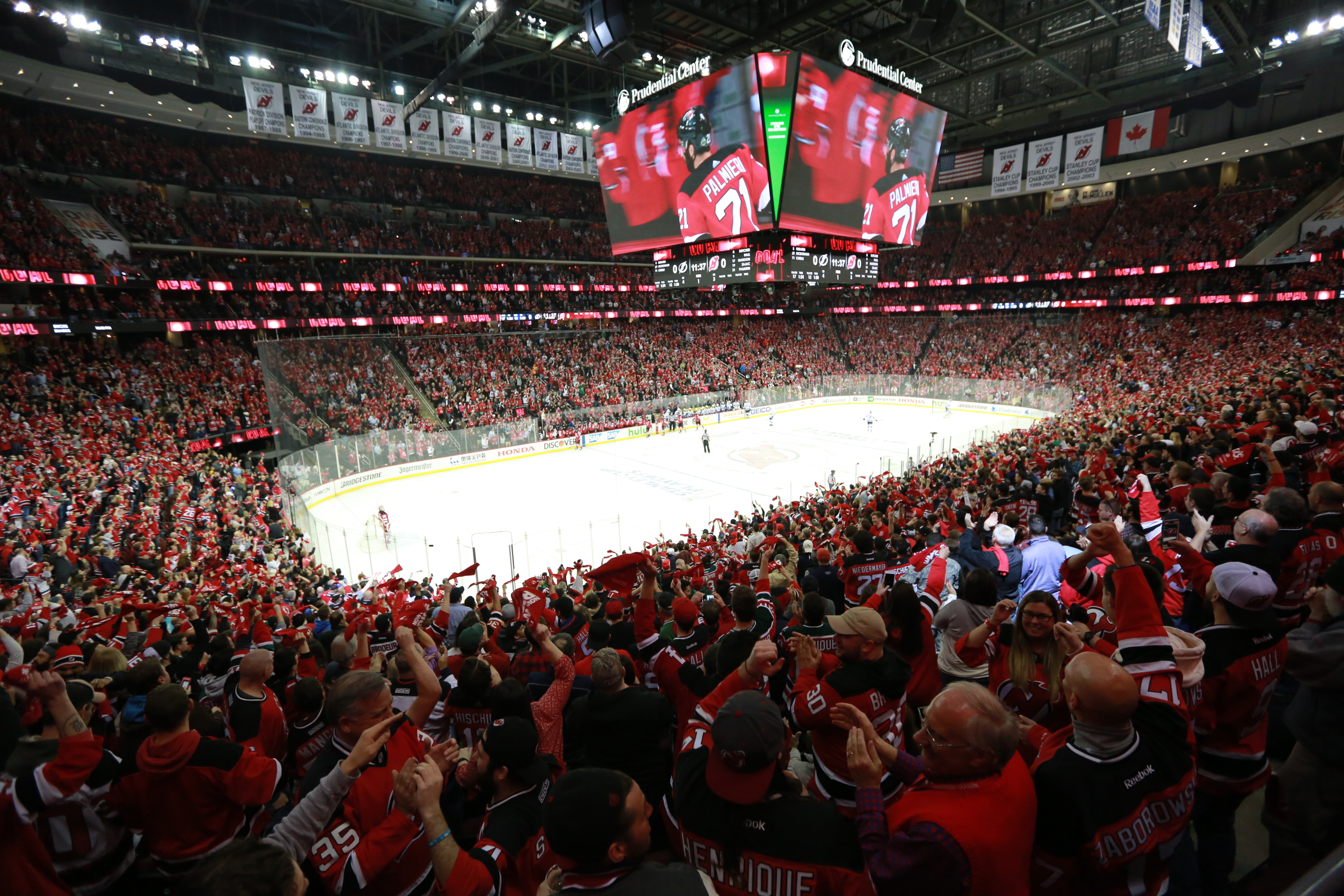 NJ Devils fan fest 2023: Outside Prudential Center before NHL playoff game