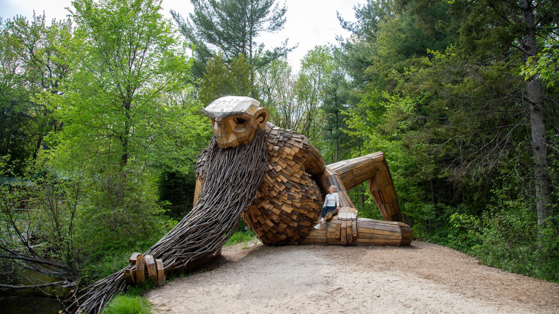 70〜80s USA フィッシング トラウト 木製オブジェ Benny the Beard Fisher Troll | Germfask, MI | Michigan's Upper