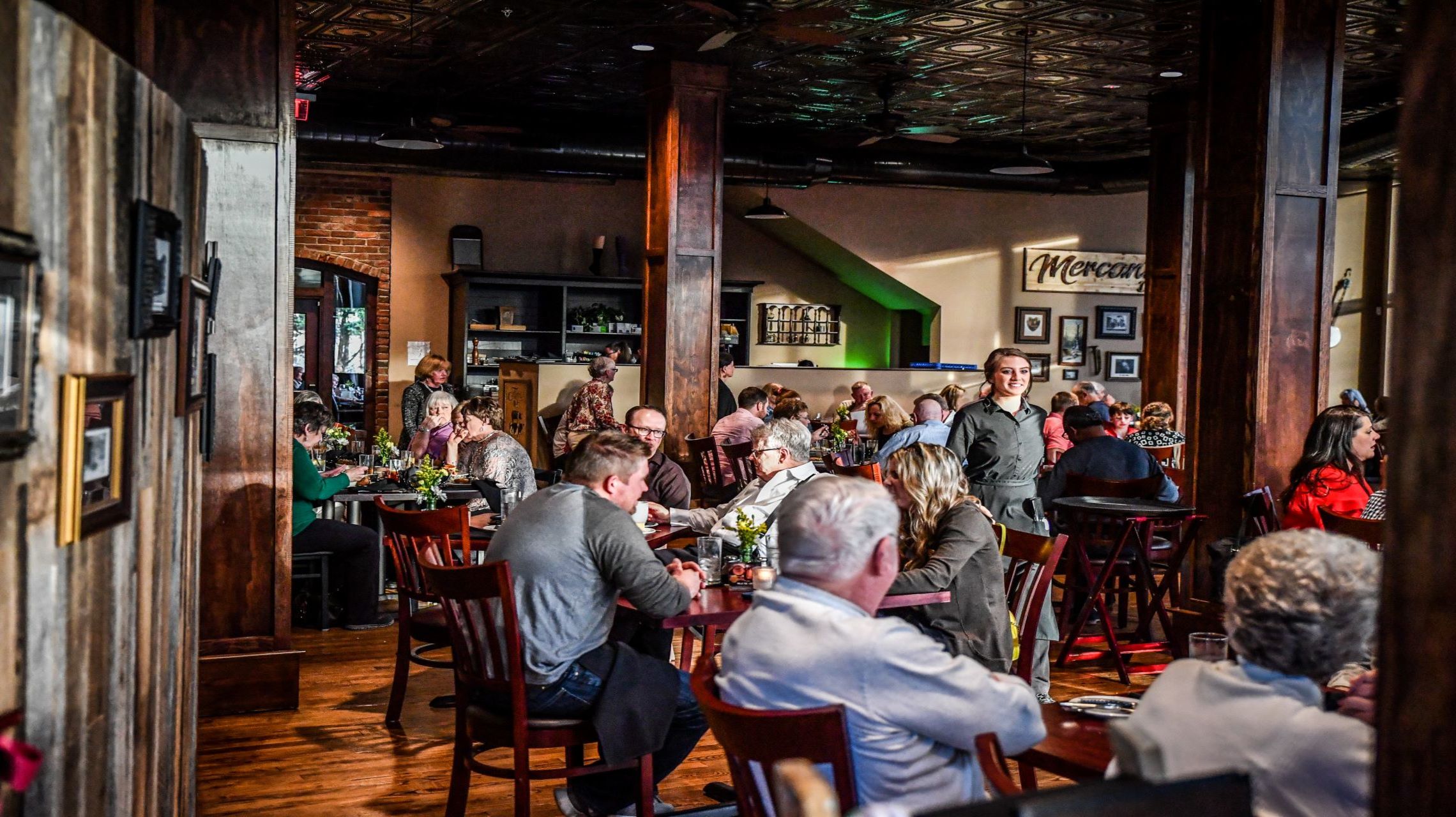 Inside of restaurant with server