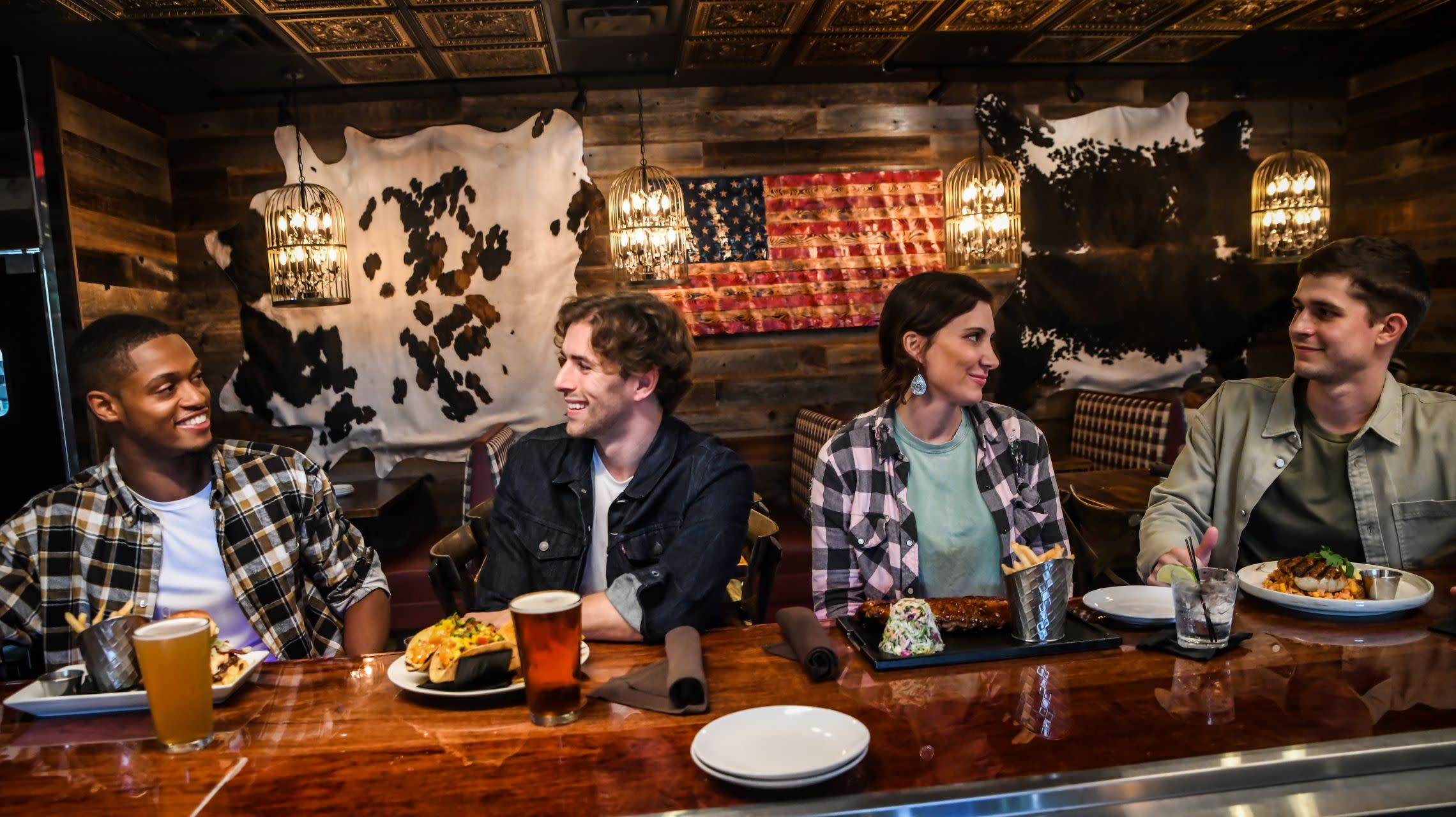 group of diners at the bar