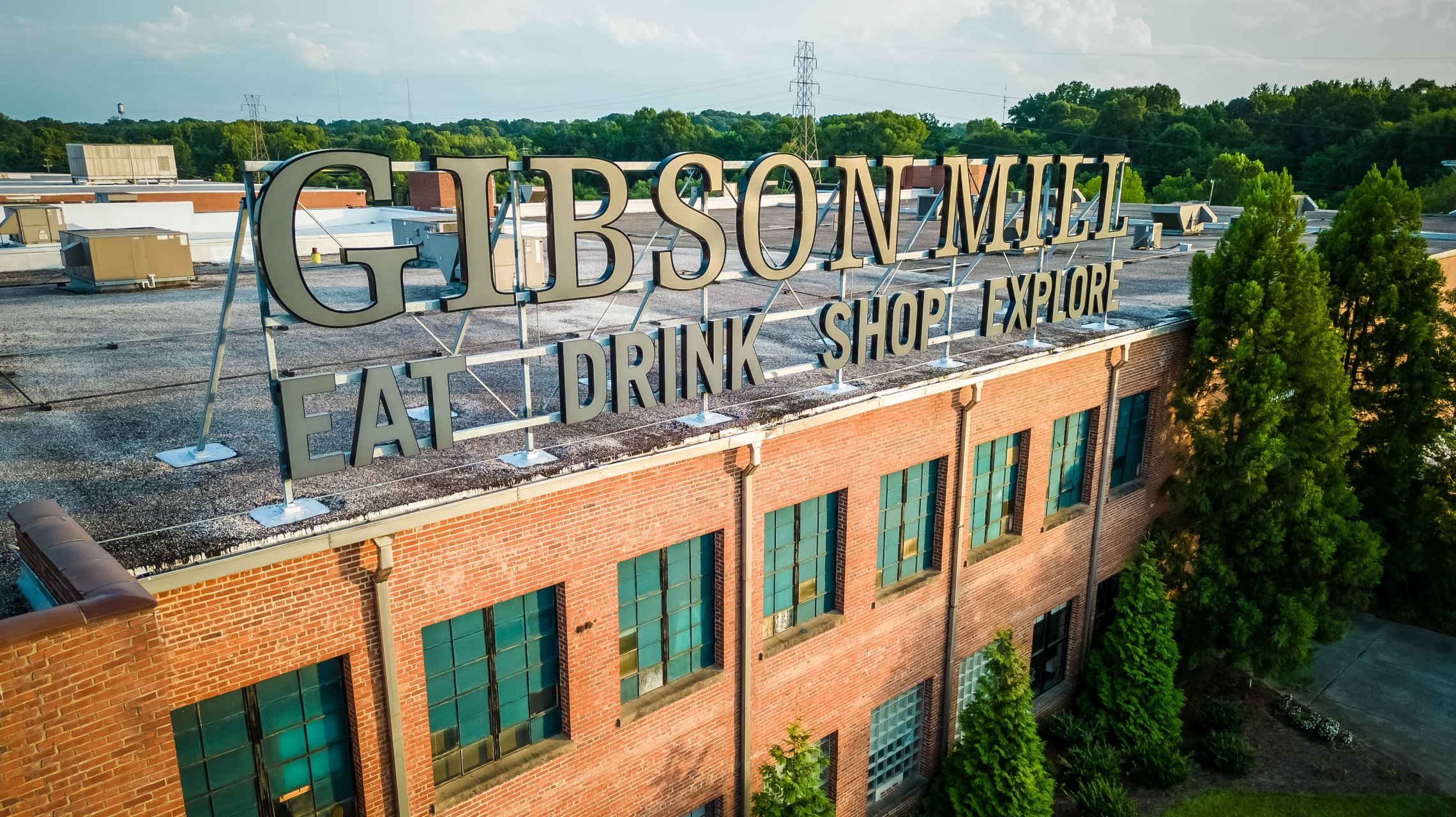 sign on exterior of mill building
