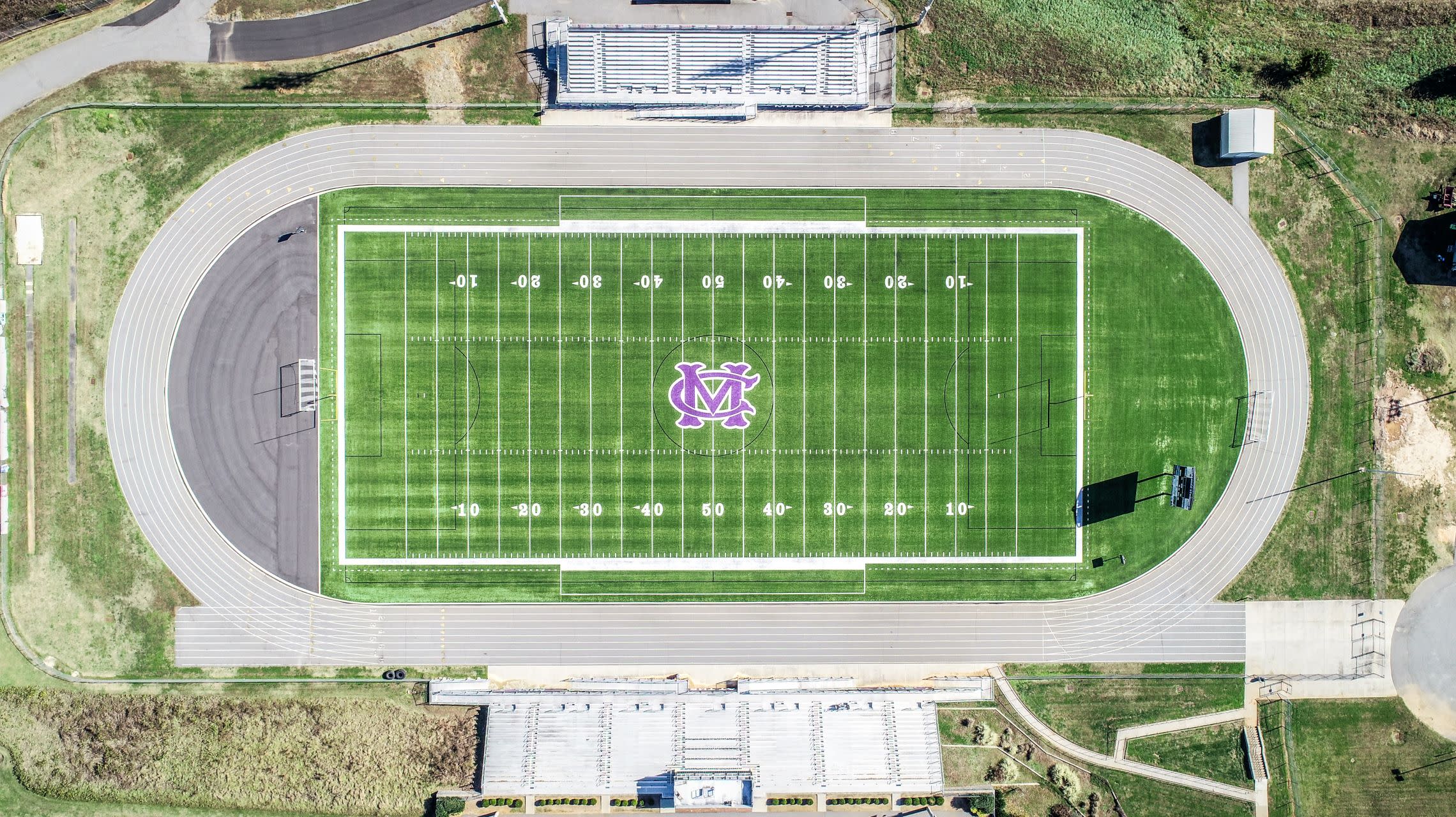 aerial view of football field