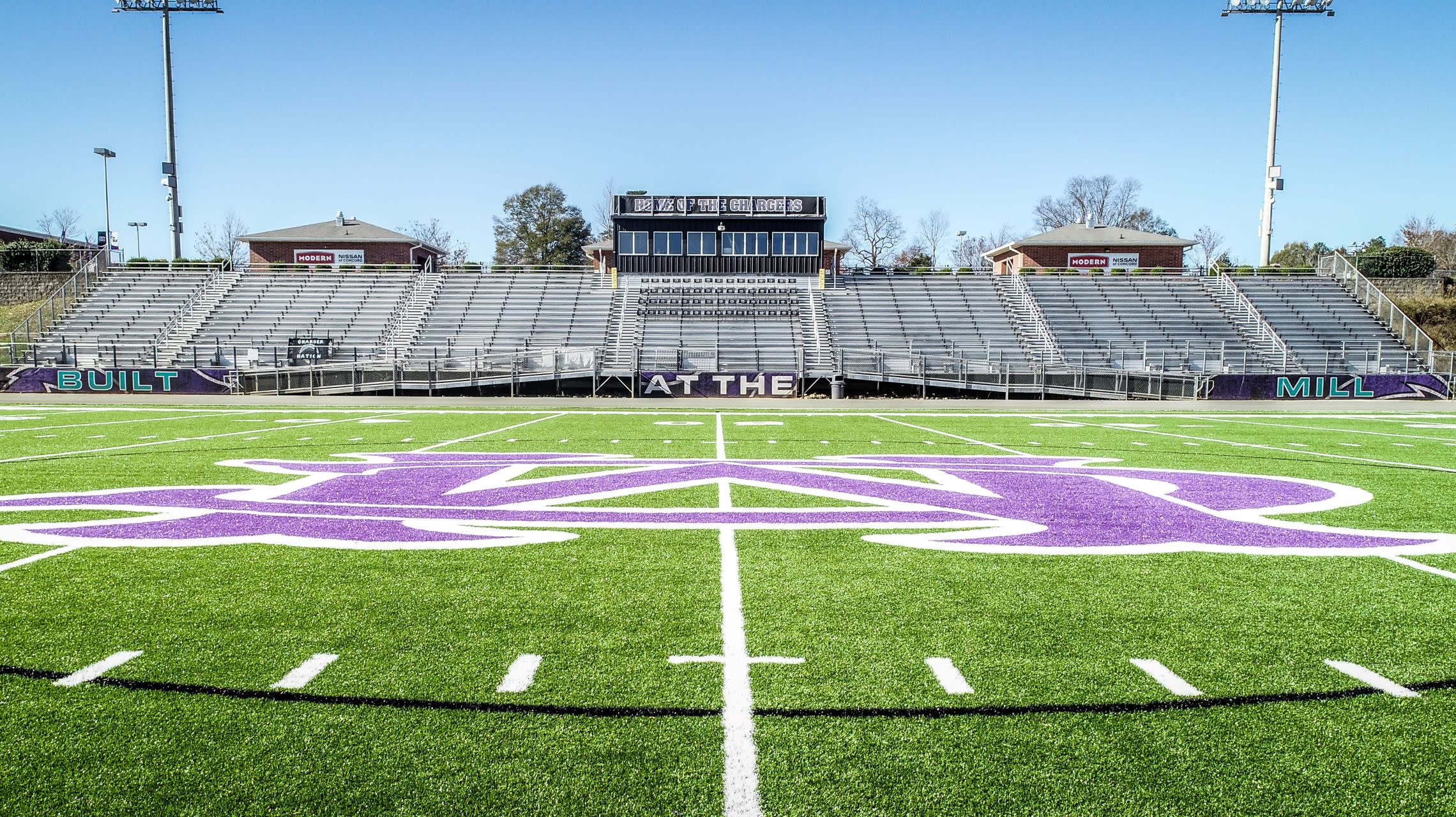 football field and stadium seats