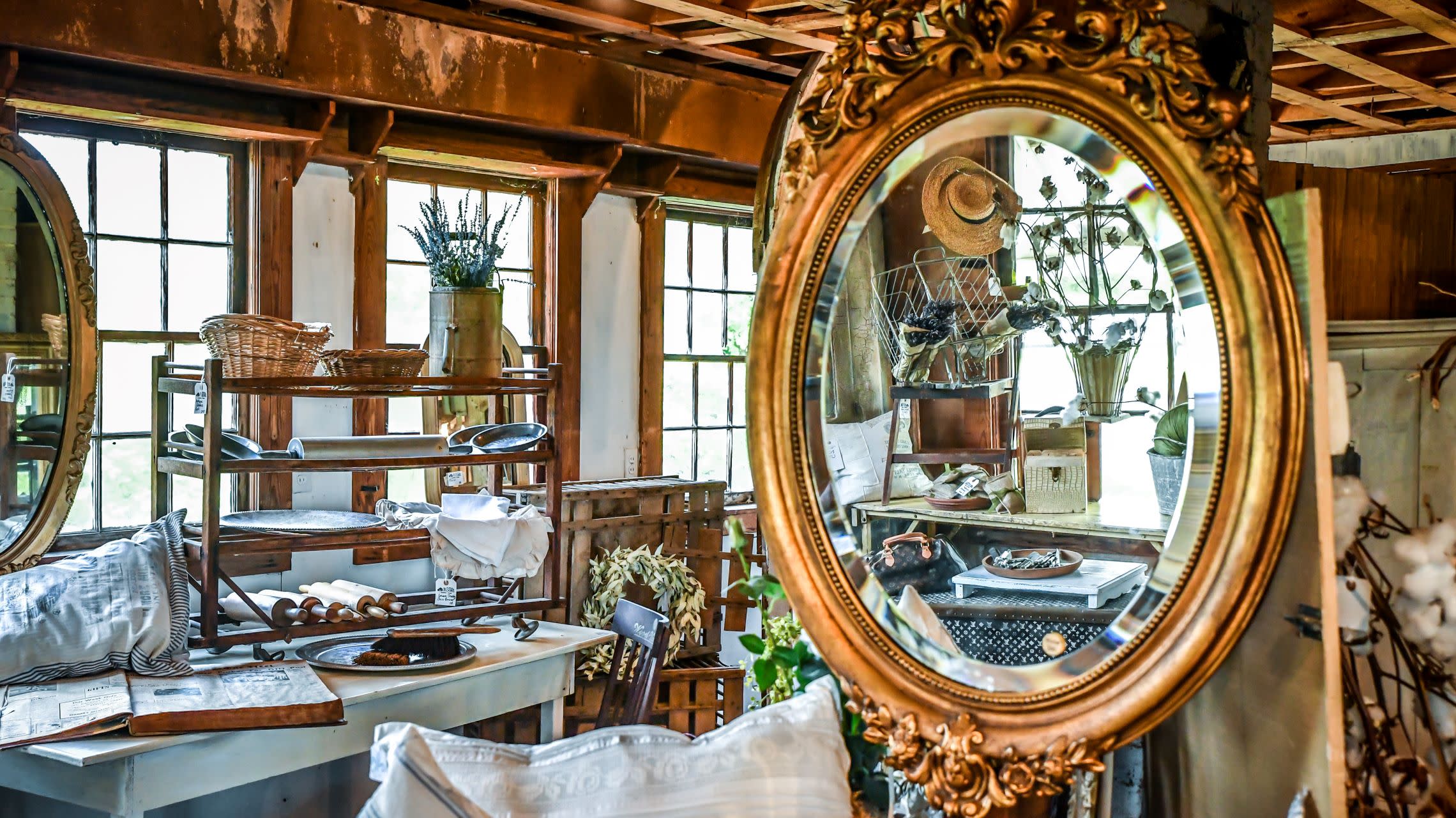 antique mirror in shop